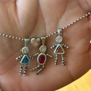 Silver Pendant Necklace with Colorful Gemstones